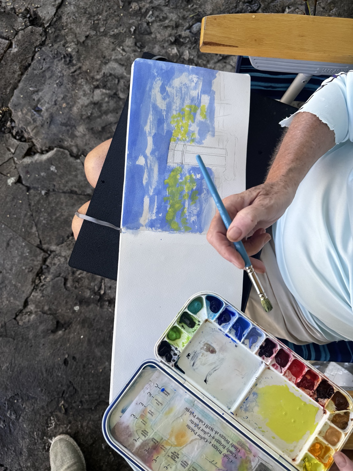 Proceso de pintura con acuarela durante el encuentro
